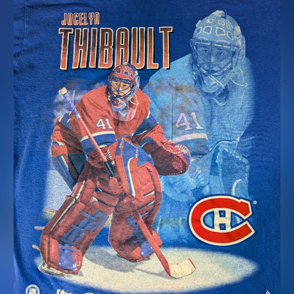 ​🏒 VINTAGE 90s Montreal Canadiens Jocelyn Thibault T-Shirt | Men's L 🏒